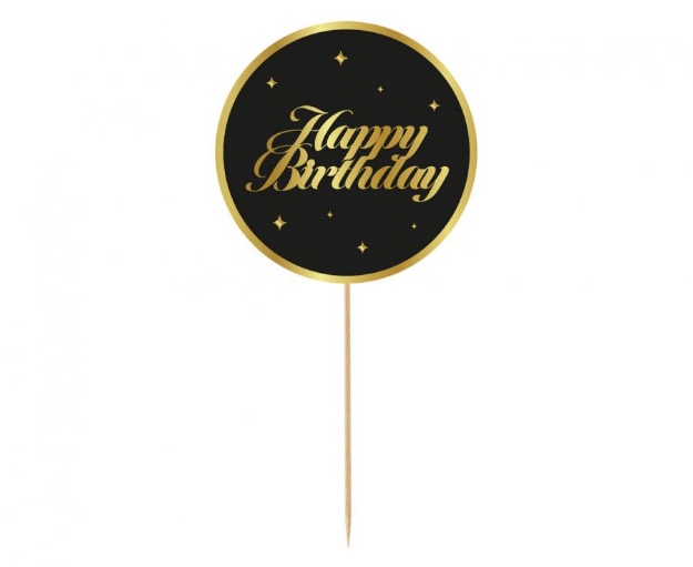 Obrázok z Zápich na tortu - Happy Birthday - čierno zlatý