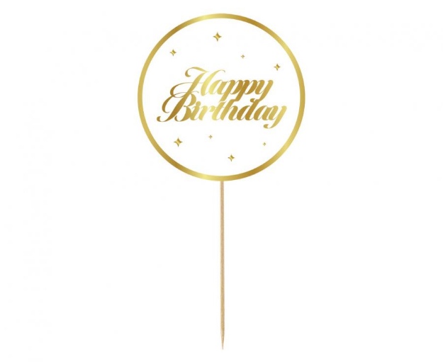 Obrázok z Zápich na tortu - Happy Birthday - bielo zlatý