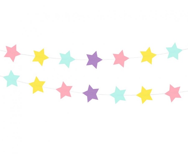 Obrázok z Papierová girlanda pastelové hviezdičky 200 cm