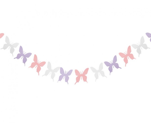 Obrázok z Papierová girlanda pastelový motýliky 300 cm