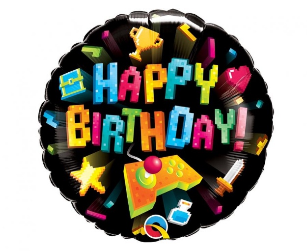Obrázok z Fóliový balónik čierny, Game - Happy birthday 45 cm