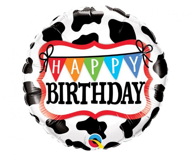 Obrázok z Fóliový balónik kravský vzor - Happy Birthday - 45 cm