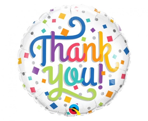 Levně Foliový balonek konfety - Thank you 45 cm