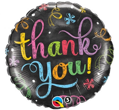 Levně Foliový balonek černý - Thank you 45 cm