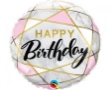 Obrázek Foliový balonek mramorový - Happy Birthday - 45 cm 