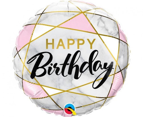 Levně Foliový balonek mramorový - Happy Birthday - 45 cm