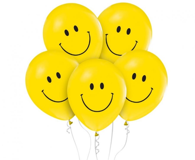 Obrázok z Latexové balóniky žlté - smajlík 30 cm - 5 ks