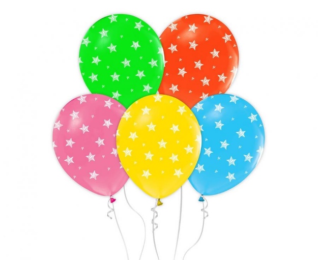 Obrázok z Latexové balóniky farebné - hviezdičky 30 cm - 5 ks