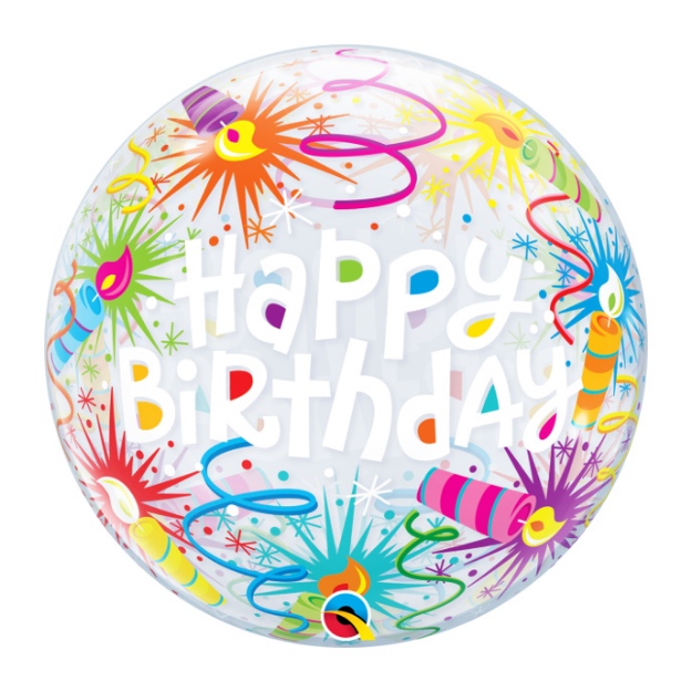 Obrázok z Balónik bublina s potlačou - Narodeninové sviečky, Happy Birthday 46 cm