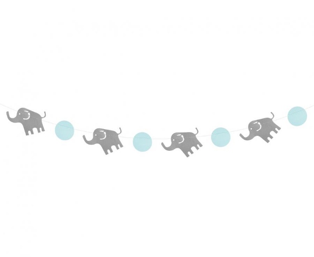 Obrázok z Girlanda sloníci - modrá - 200 cm
