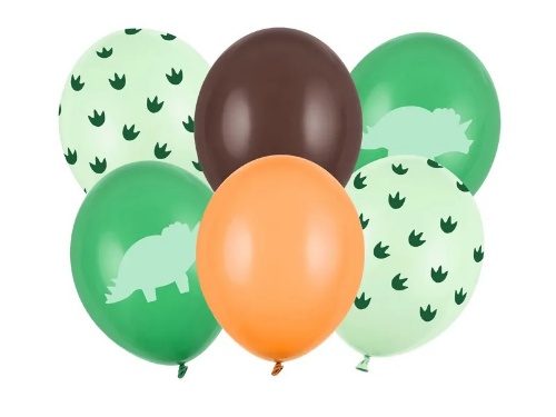 Levně Latexové balonky zelené - Dinosauři - 30 cm, 6 ks
