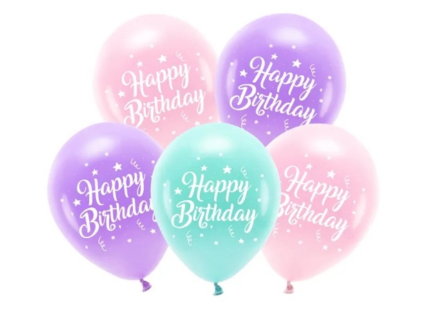 Obrázok z Latexové balóniky macaron Happy Birthday 26 cm - 5 ks