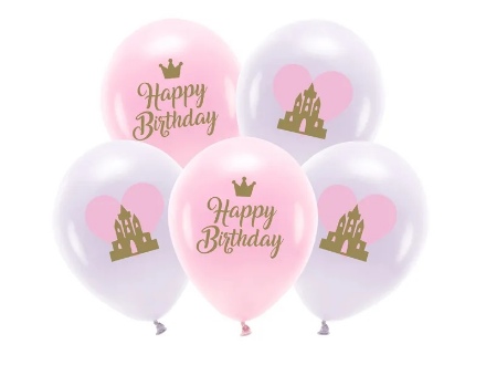 Obrázek Latexové balonky Princess Life - Happy Birthday 26 cm - 5 ks 