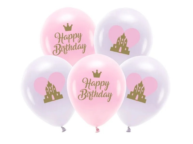 Obrázek z Latexové balonky Princess Life - Happy Birthday 26 cm - 5 ks  
