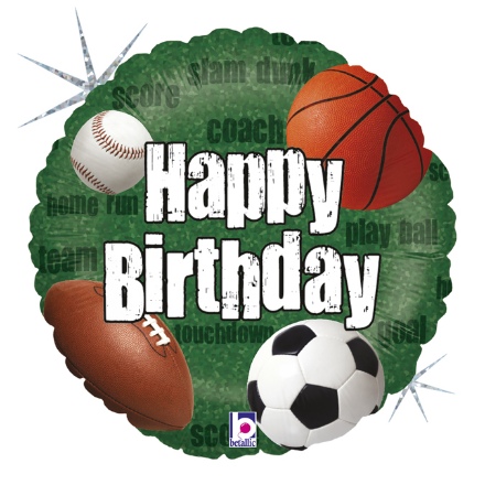 Picture of Foliový balonek - sportovní míče - Happy Birthday 46 cm 