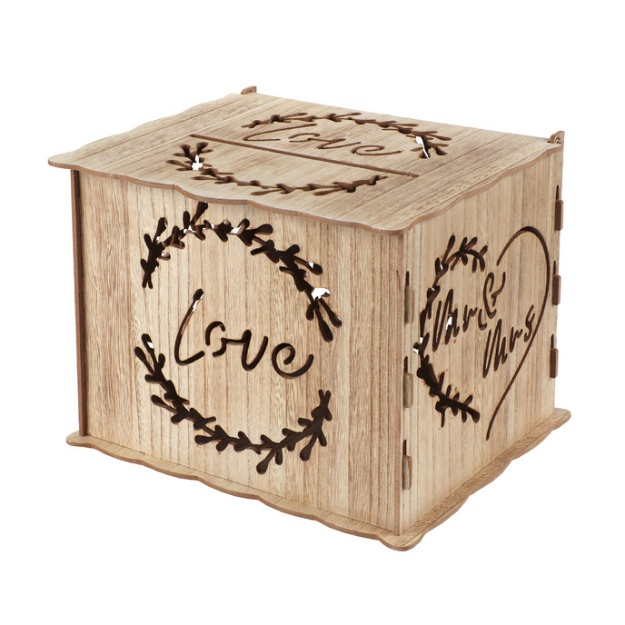 Obrázek z Dřevěný box na peníze LOVE 30 x 24 x 22 cm 