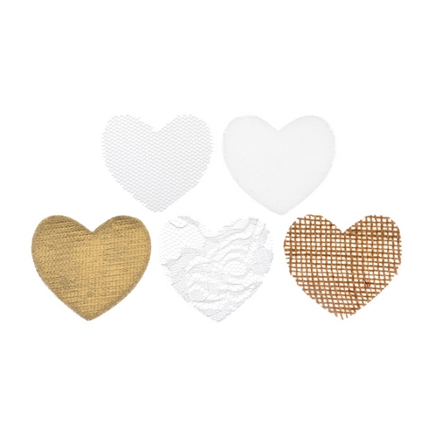 Obrázek z Textilní svatební konfety - srdce 25 ks  