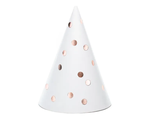 Levně Papírové čepičky s puntíky - rose gold 6 ks