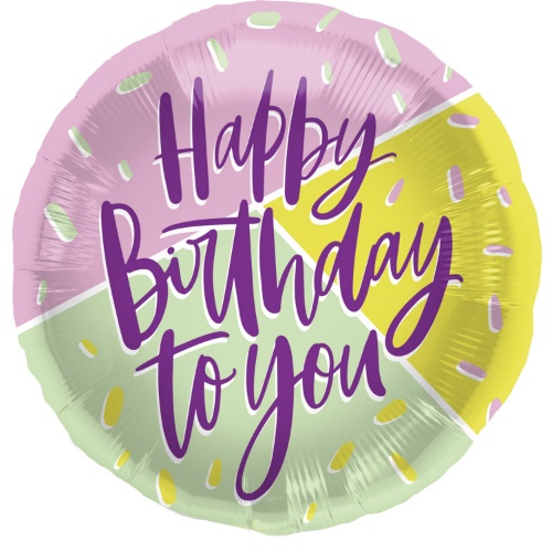 Levně Foliový balonek Happy Birthday - tricolor 45 cm
