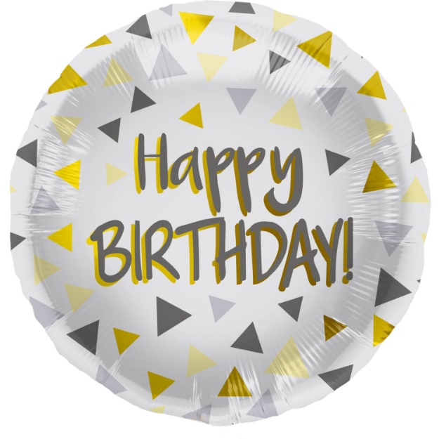 Obrázok z Fóliový balónik Happy Birthday - triangles 45 cm
