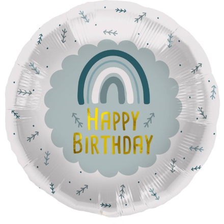 Obrázek Foliový balonek Happy Birthday - modrá duha 45 cm 