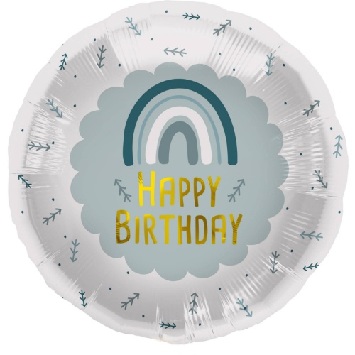 Levně Foliový balonek Happy Birthday - modrá duha 45 cm