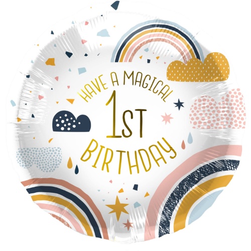 Levně Foliový balonek 1st Birthday - duha 45 cm