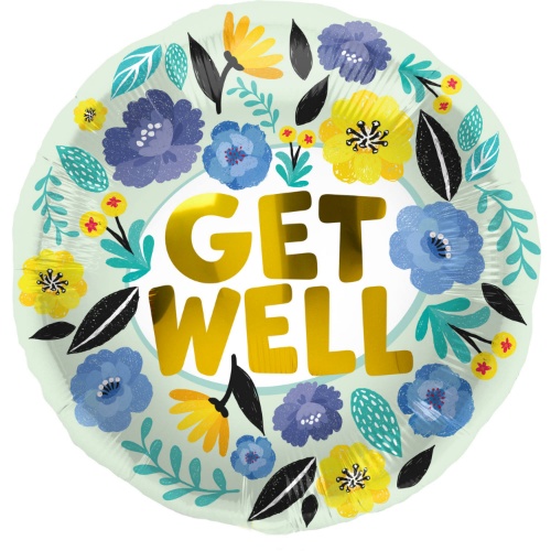 Levně Foliový balonek květiny - Get well 45 cm