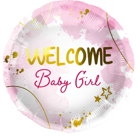 Obrázek Foliový balonek Welcome baby girl 45 cm 