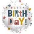 Obrázok z Fóliový balónik Happy Birthday - hviezdičky a bodky 45 cm