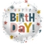 Obrázek Foliový balonek Happy Birthday - hvězdičky a tečky 45 cm