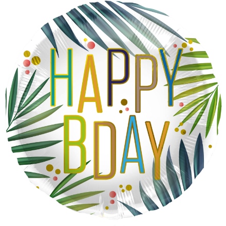 Obrázek Foliový balonek Happy Birthday - palmové listy 45 cm 