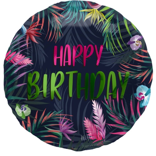 Levně Foliový balonek Happy Birthday - Neon Tropical 45 cm