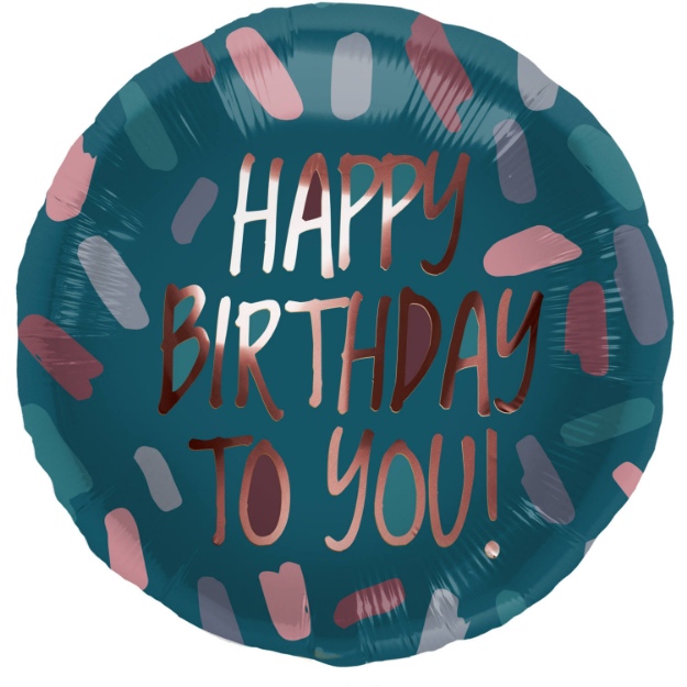 Obrázek z Foliový balonek Chique Petrol - Happy Birthday To You - 45 cm  