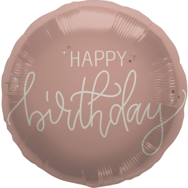 Obrázok z Fóliový balónik Happy Birthday - Crème Rose 45 cm
