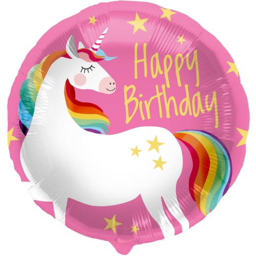 Levně Foliový balonek jednorožec - Happy Birthday 45 cm - Folat