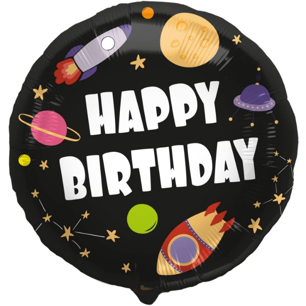 Obrázok z Foliový balónik vesmír - Happy Birthday 45 cm - Folat