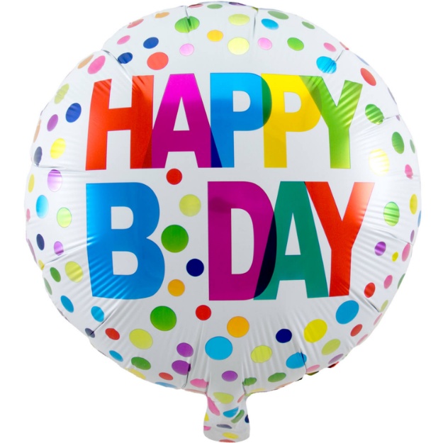 Obrázok z Fóliový balónik Happy Birthday - farebné bodky 45 cm