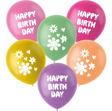 Obrázek Latexové balonky Happy Birthday - Boho Girls 6 ks