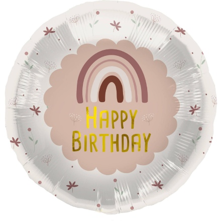 Obrázek Foliový balonek Happy Birthday - růžová duha 45 cm