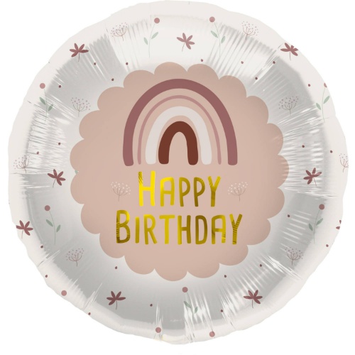 Levně Foliový balonek Happy Birthday - růžová duha 45 cm