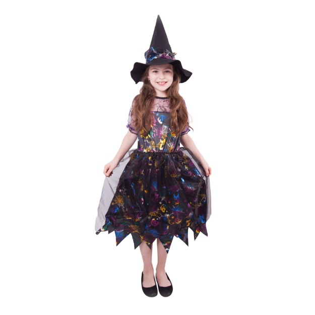 Obrázok z Detský kostým čarodejnice holografická pavučinka - 4 až 6 rokov