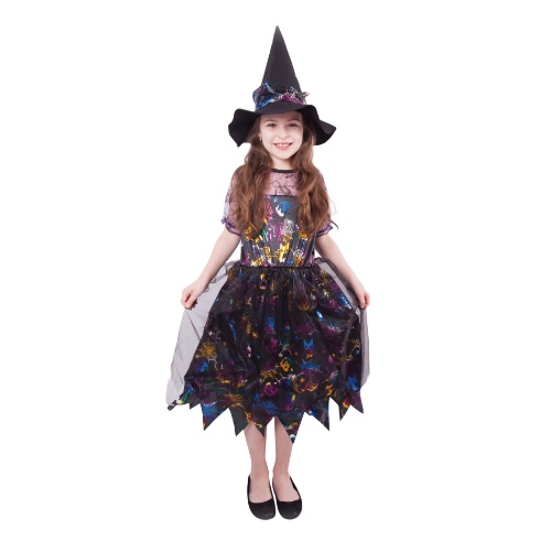 Dětský kostým čarodějnice holografická pavučinka - 6 až 8 let
