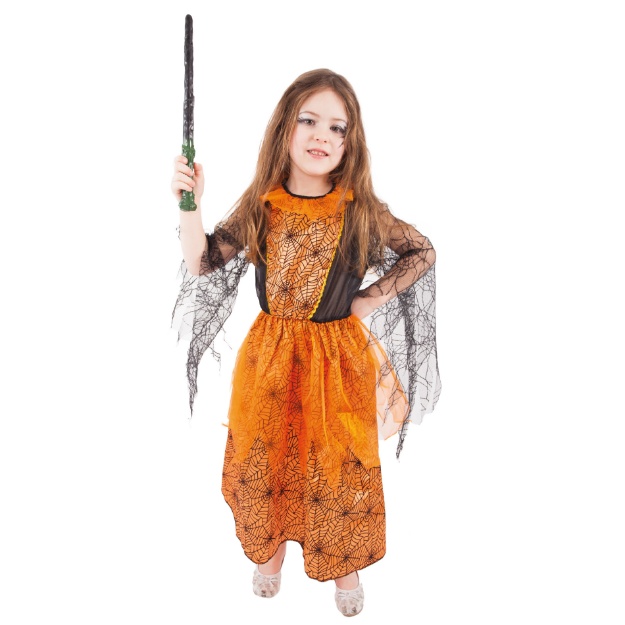 Obrázok z Detský kostým čarodejnice oranžový - 4 až 6 rokov