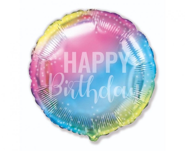 Obrázok z Fóliový balónik Happy Birthday - Dúhový holografický 48 cm  - nebalený