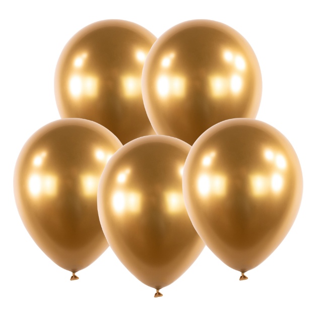 Obrázok z Balóniky chrómové zlaté 30 cm - 5 ks