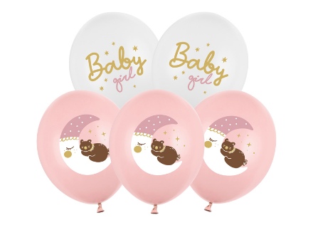 Obrázok z Latexové balóniky spiace medvedík - Baby girl 30 cm - 6 ks