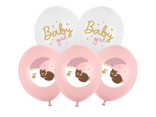 Levně Latexové balonky spící medvídek - Baby girl 30 cm - 6 ks