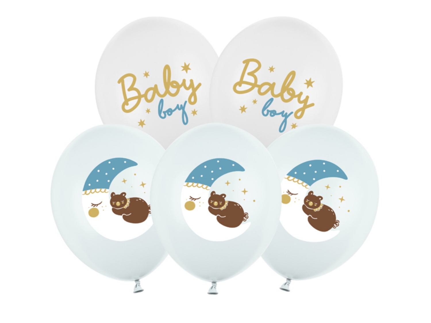 Latexové balonky spící medvídek - Baby boy 30 cm - 6 ks