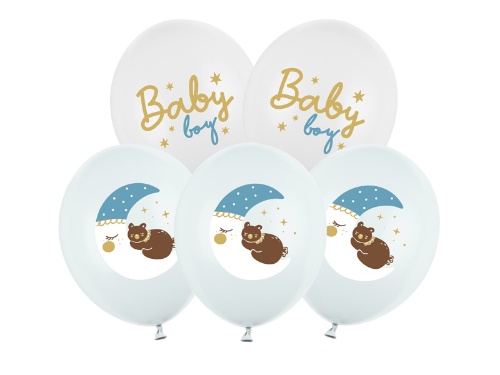 Levně Latexové balonky spící medvídek - Baby boy 30 cm - 6 ks